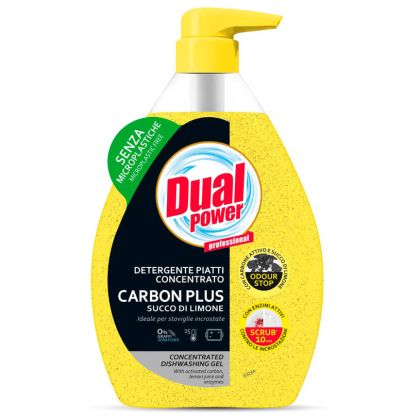 Препарат за съдове с помпа Dual Carbon Plus 600мл Лимон