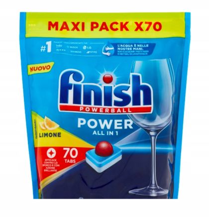 Таблетки за съдомиална Finish Power All in One 70бр Лимон