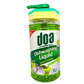 Препарат за съдове с помпа + гъба Doa 1л Ябълка