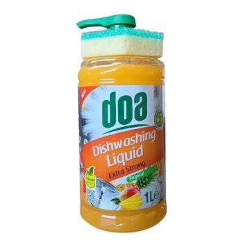 Препарат за съдове с помпа + гъба Doa 1л Тропик